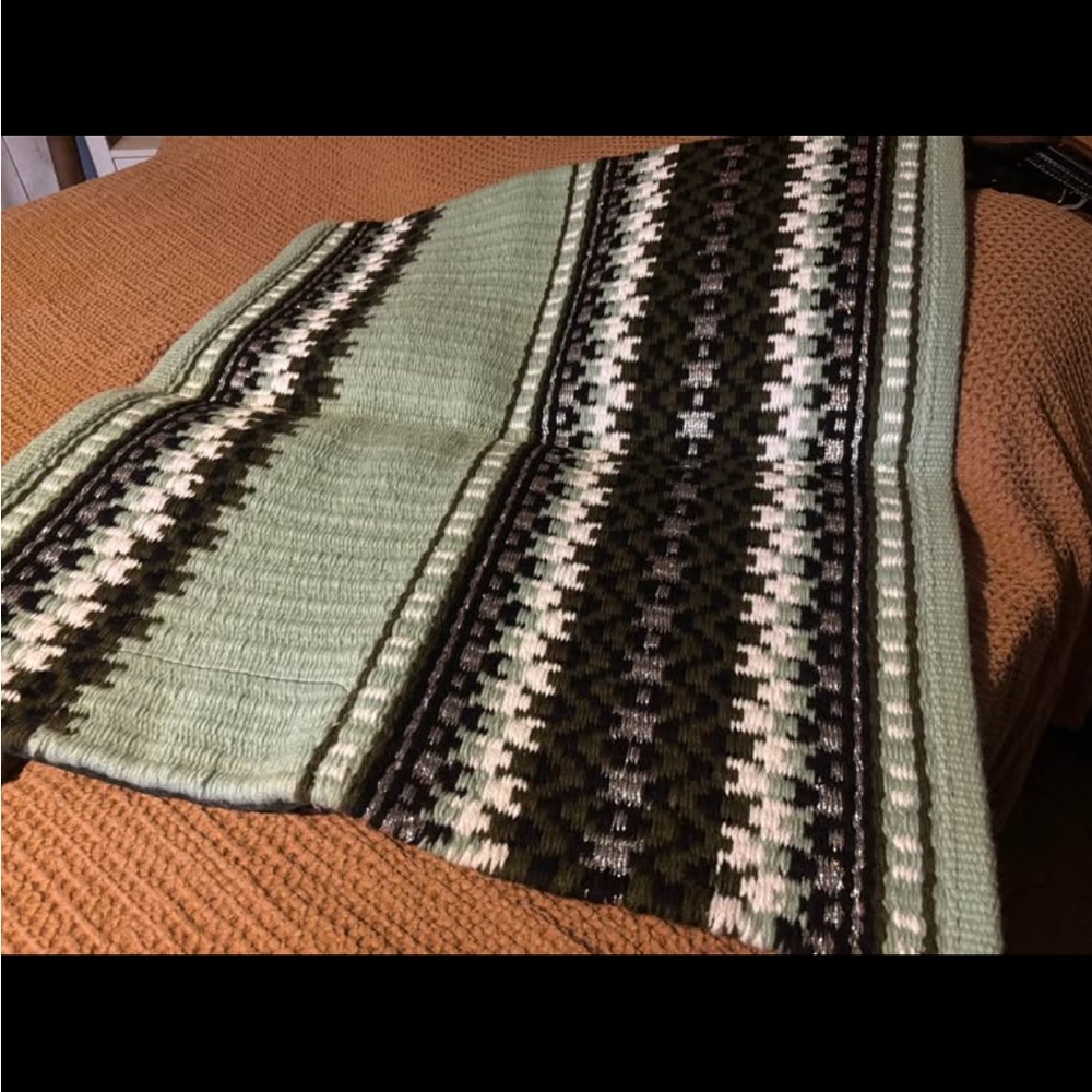 Green and Brown Patterned Blanket